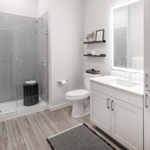 Spacious bathrooms with everything you need walk-in bathroom shower