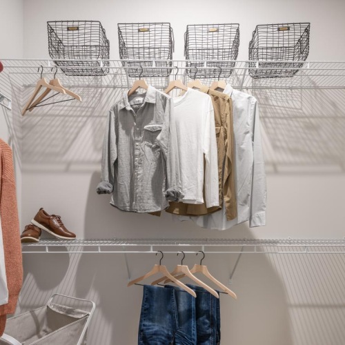 Everything you need right at your fingertips walk-in closet with shelves