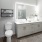 backlit vanity mirror in large bathroom